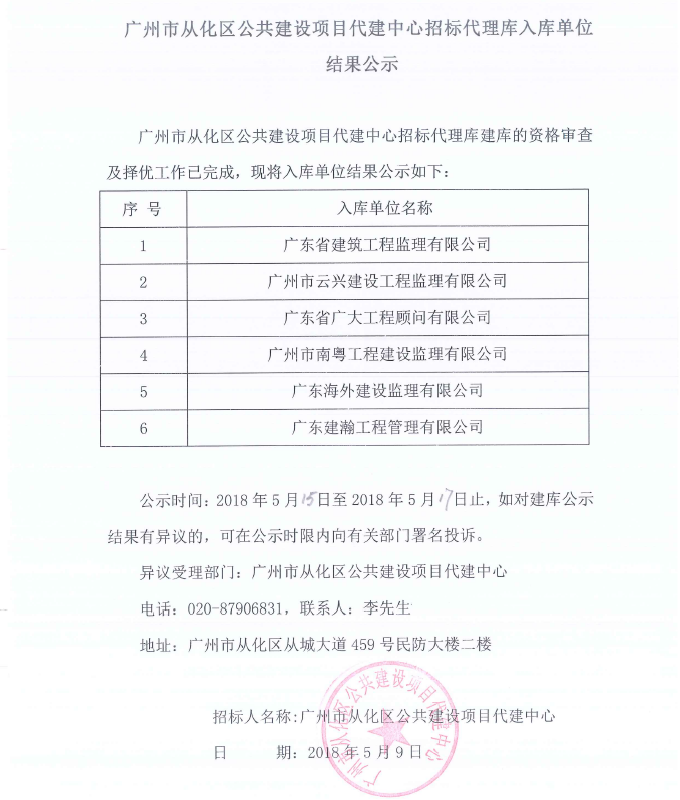 20180514大发快三官网
公共建设项目代建中心招标代理库入库单位结果公示 
